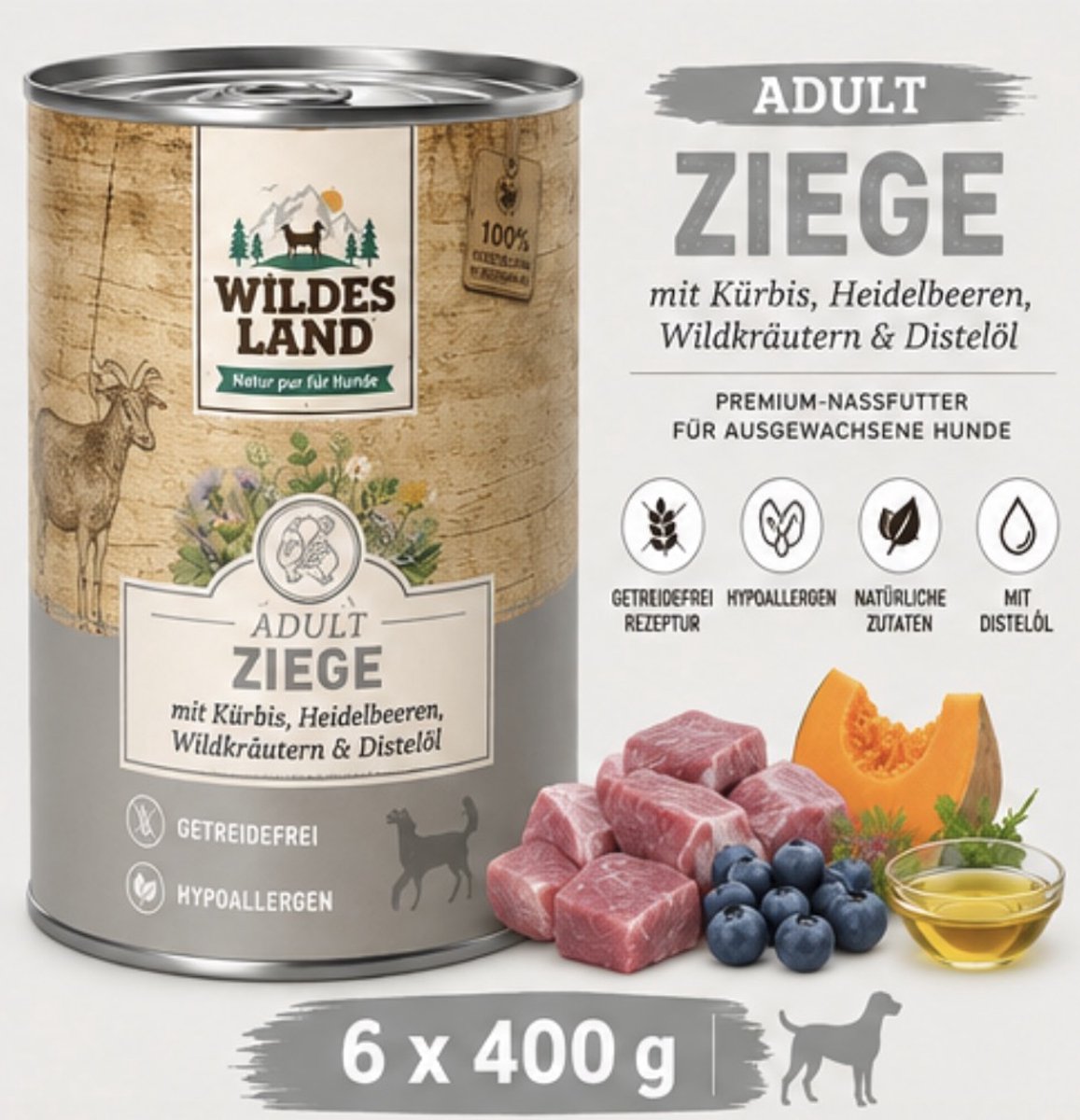 Wildes Land Wildes Land Dog Can Classic Puppy Lam met Pompoen & Rijst - 6 x 400 g