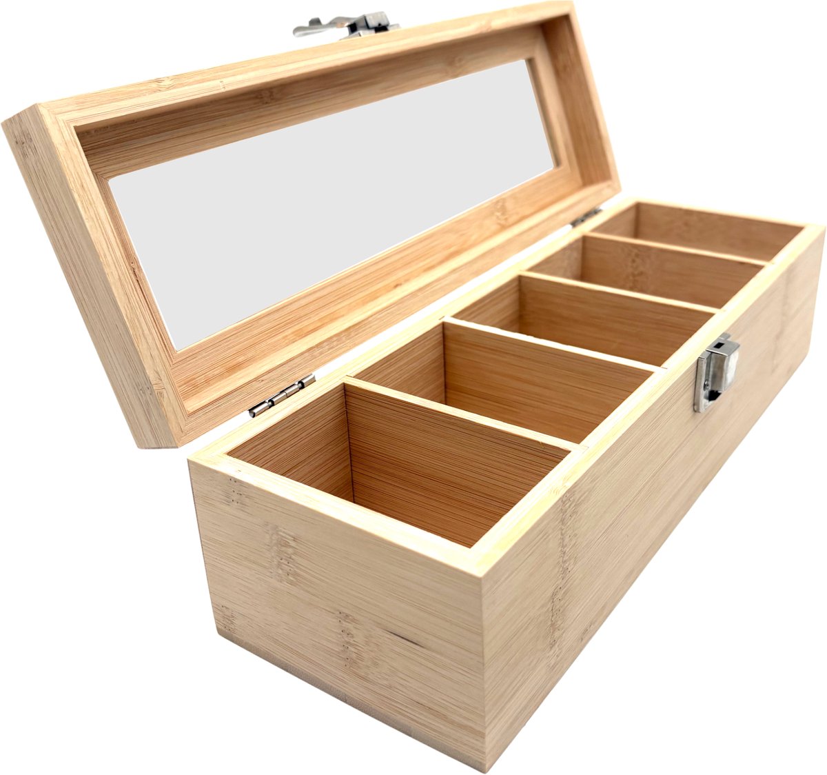 Purepeak Theedoos 5 Vaks - Theekist - Hout - 30 x 10 x 9 cm