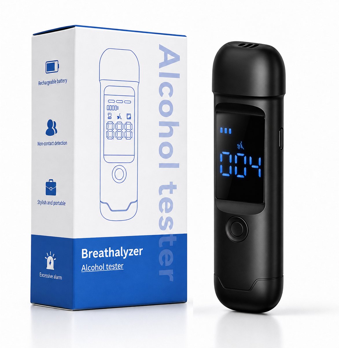 Draagbare Contactloze Digitale Alcoholtester‑Geschikt voor onder andere Nederland, Frankrijk en België‑Oplaadbaar