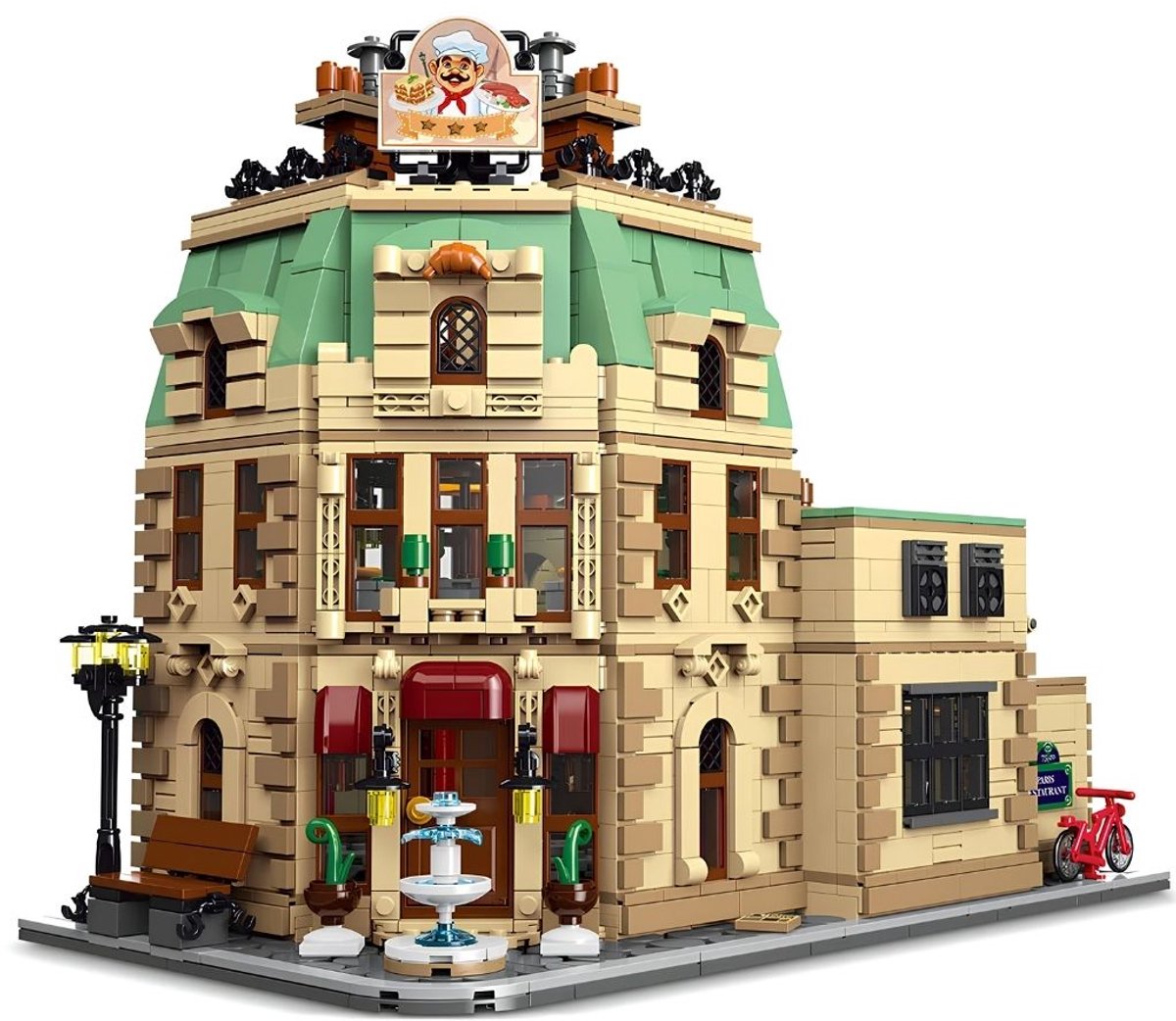 Zhe Gao Franse Restaurant bouwset incl. verlichting | Classic Modular Achitecture | City friends adventure modelbouw | Educatief Creator speelgoed bouwpakketten voor kinderen & volwassenen | Niet geschikt voor Lego | Bouwdoos met 3104 bouwstenen
