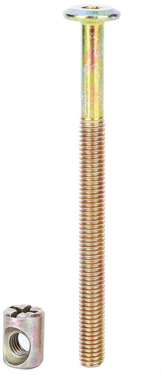 Meubelschroef 80 mm - 10 Stuks - Verbindingsschroef - Cilindermoeren - Deuvelmoeren - Verzinkt Koolstofstaal - Pozidriv Aandrijving - Meubelmateriaal