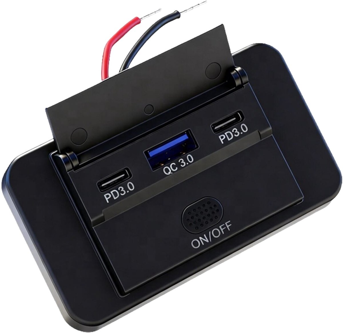 ProRide 12-24V USB Autolader 3 Poorten Inbouw - 36W QC3.0 - Snellader - Voltmeter - Schakelaar - Zwart