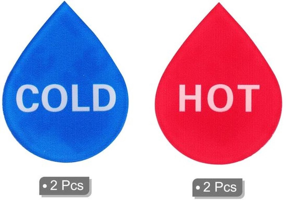 Waterlabel - 2 Stuks Zelfklevende Etiketten - Waterdicht Acryl - Warm/Koud - UV-Beschermd - 44 x 36 mm - Etiket