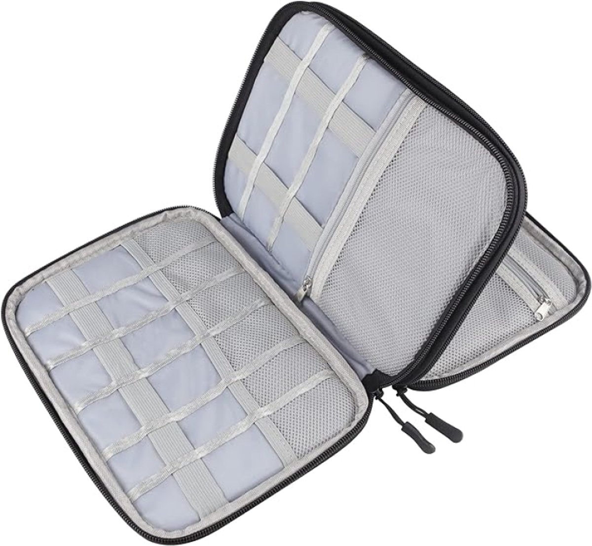 Huis Geluk Kabelorganizer, universele reiskabeltas, waterdicht, met 10 vakken voor oplader, powerbank en kabels - 24 x 17 cm
