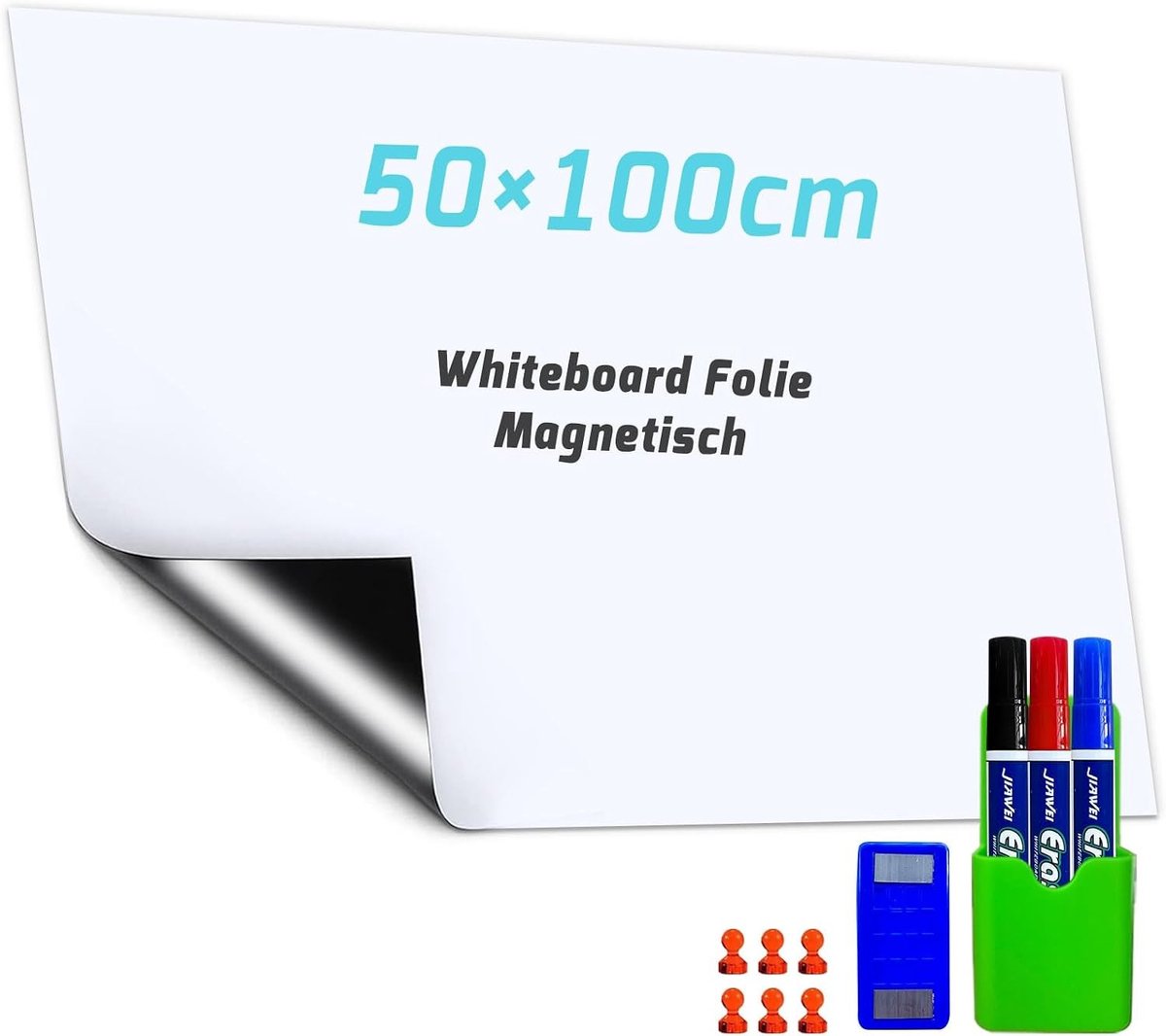 Whiteboardfolie - Wit - 50 x 100 cm - Magnetische Zelfklevende PET-Folie - Voor School, Kantoor en Thuis