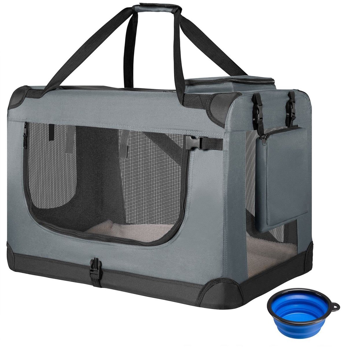 Famanu – Opvouwbare hondentransportbox voor huisdieren, 50 x 70 x 52 cm, met deken en handgrepen, ideaal voor honden en katten