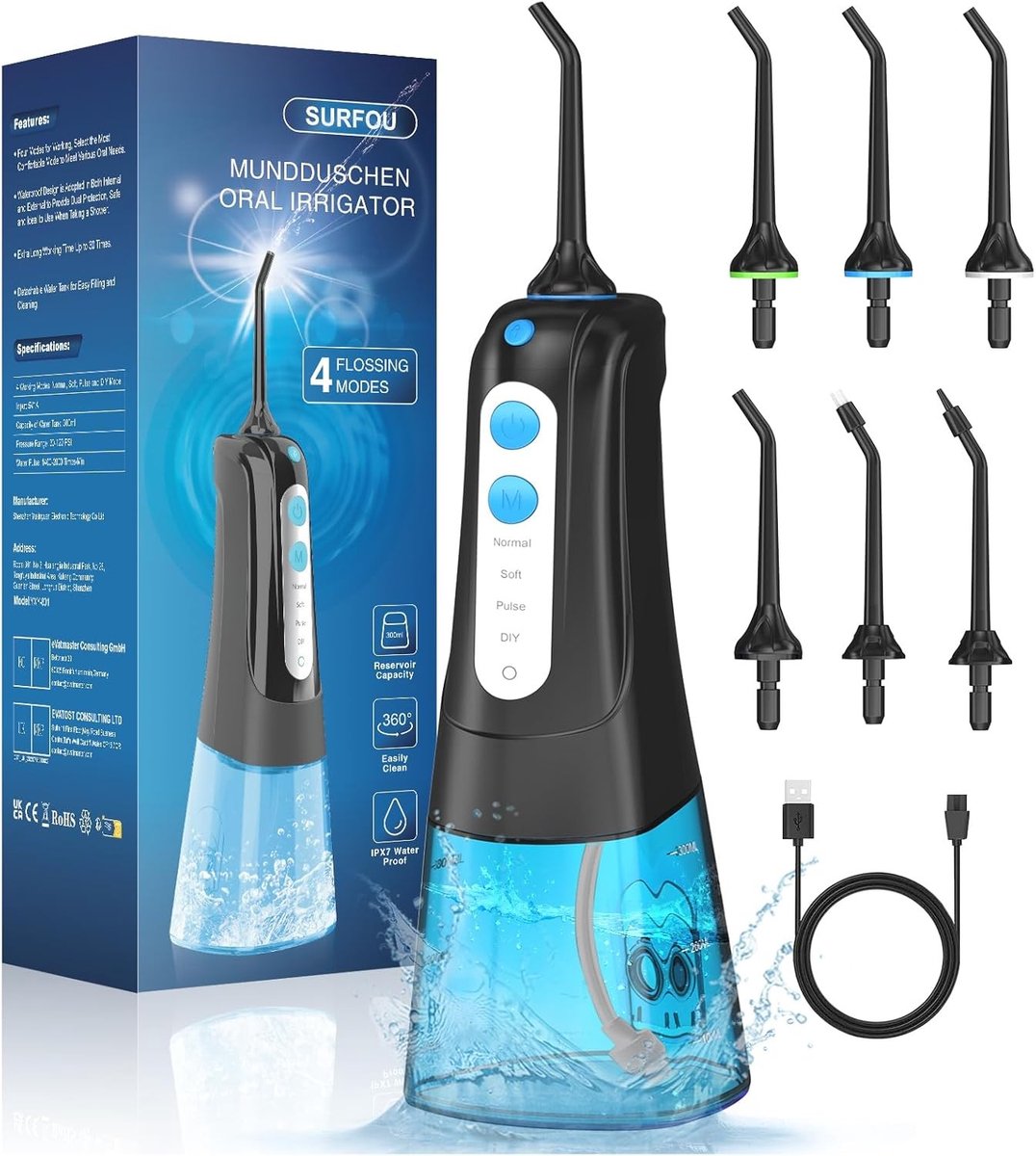 Waterflosser - Wit - Draagbaar - Oplaadbare Elektrische Monddouche - Voor Grondige Mondreiniging