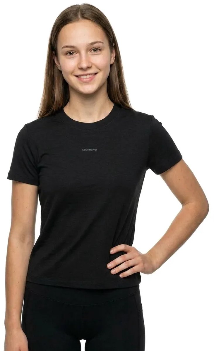 Icebreaker Merino 150 Tech Lite Iii Crop T-shirt Met Korte Mouwen Zwart M Vrouw