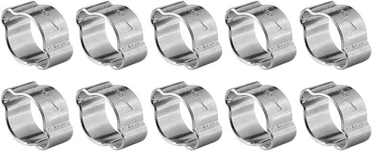 Slangklem metaal - Verzinkt - Roestvrij Staal - Twee-ear - 10 stuks - Brandstof Benzine Pijp Buis - Geschikt voor auto - Zilver 10 stks Verzinkt Roestvrij Staal Twee-ear Slang Drive Klem 5-23mm voor Brandstof Benzine Pijp Buis (7-9mm)