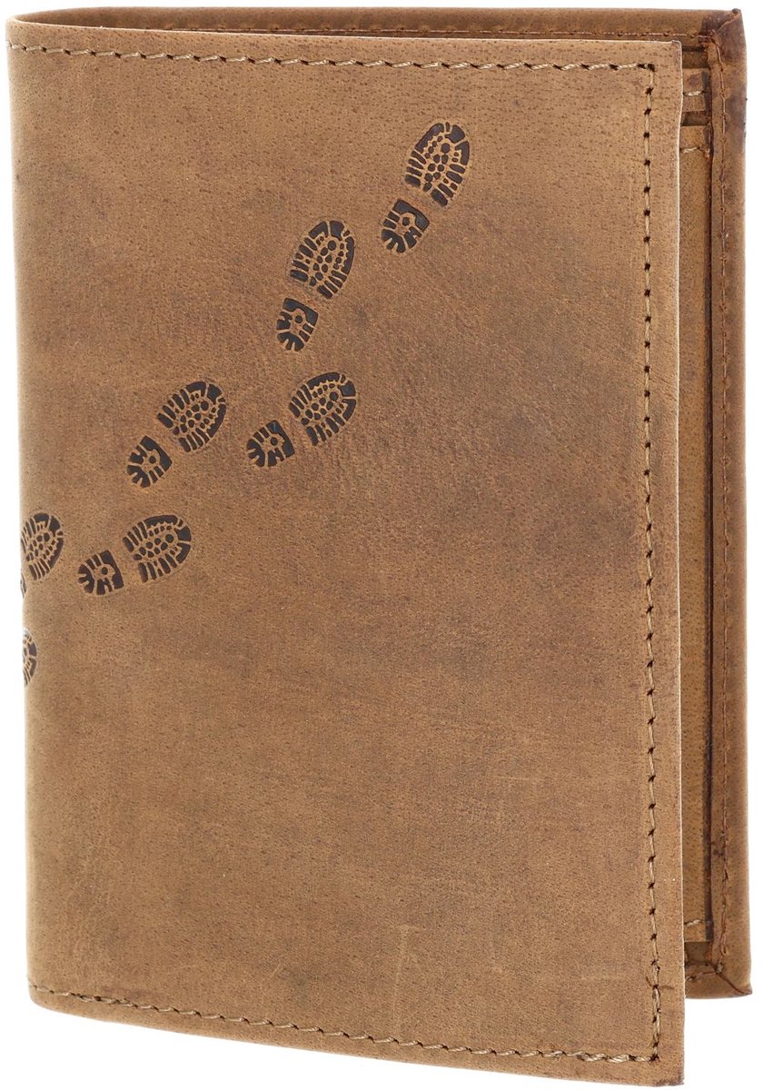 oxmox Leren portemonnee Leather RFID Protect Kombibörse Footsteps 2.0 Embossed Vintage Light Brown bruine