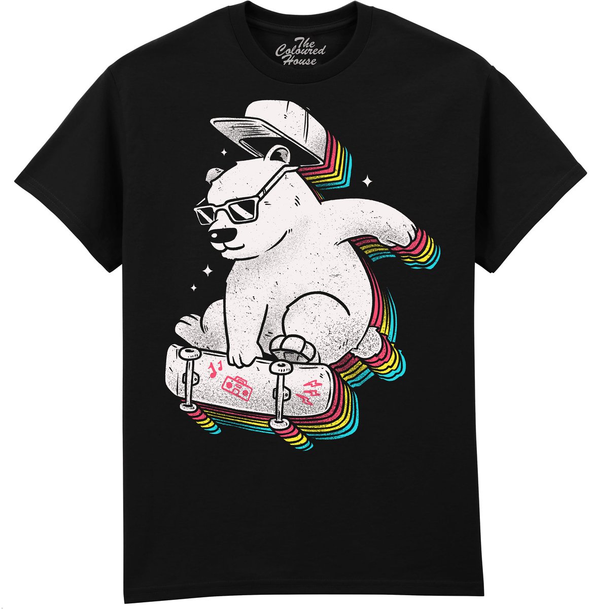 Rainbow Skate Bear The Coloured House T-shirt 3XL