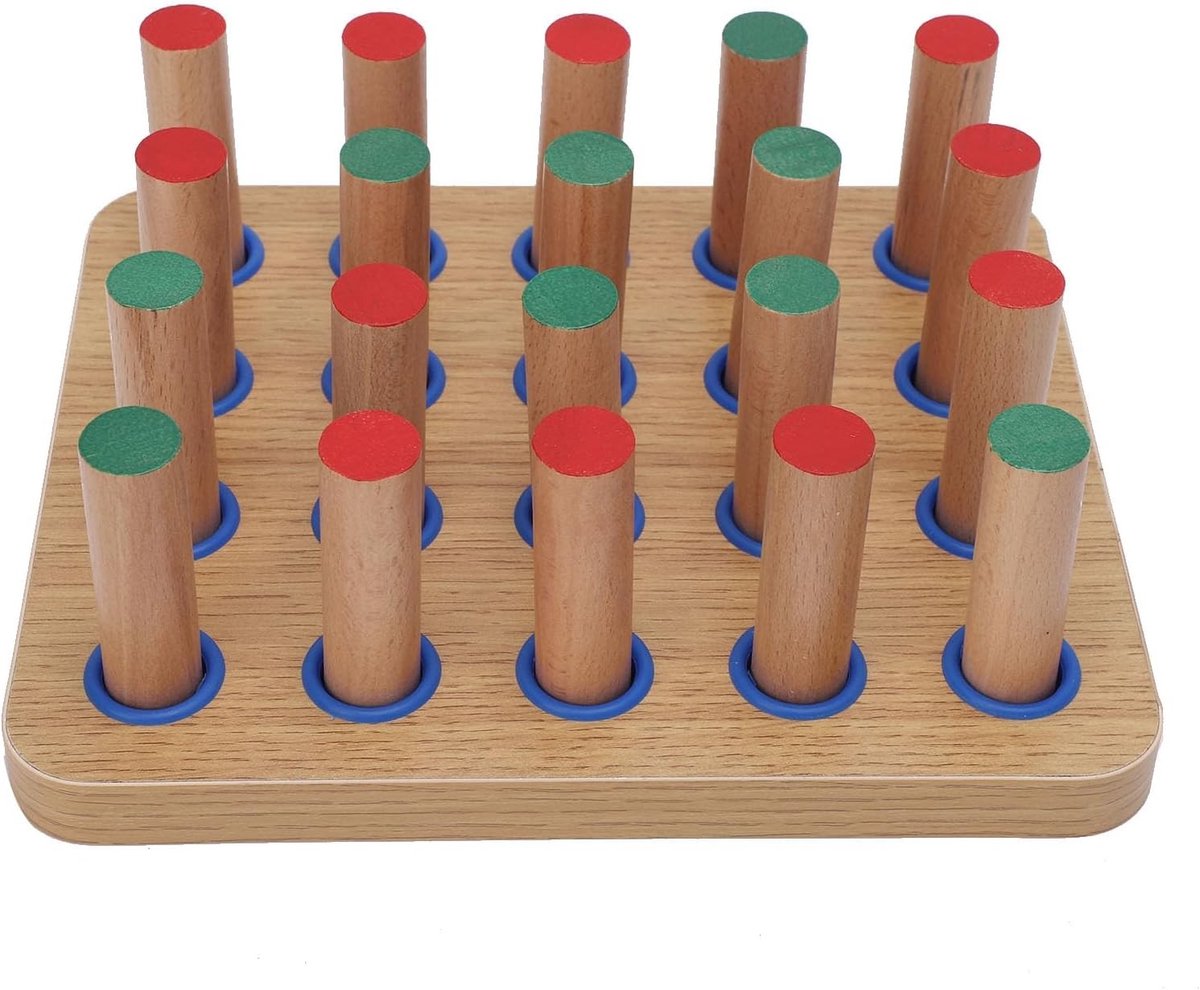 Houten Pegboard met 20 Gaten voor Vingerbehendigheidsoefeningen, Handtherapie en Verbetering van Fijne Motoriek en Coördinatie
