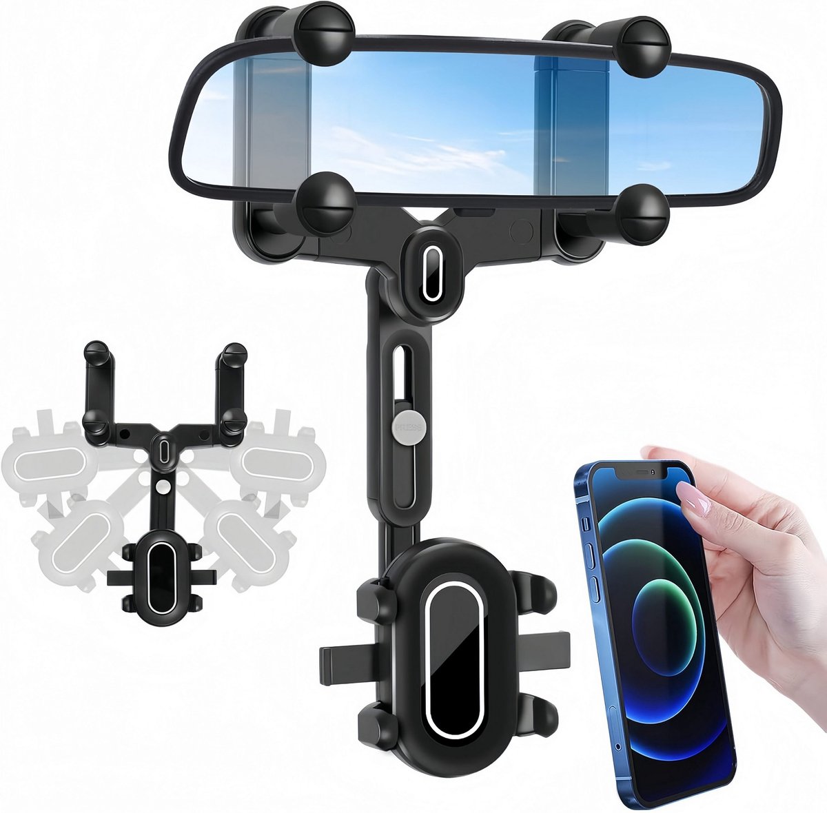 Claoner 360 graden draaibare installatie mobiele telefoon houder auto SUV verstelbare houder achterspiegel installatie mobiele telefoon houder