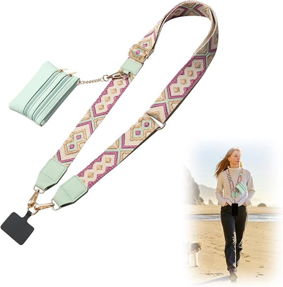 Claoner Mobiele telefoon hangende kabel slip tas - verstelbare mobiele telefoon band armband - klemmen en banden voor mobiele telefoon portemonnee
