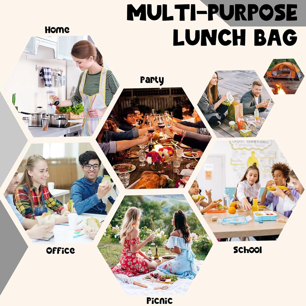 Koeltas - Koeltasje klein - Koeltasje lunch - Geïsoleerde Koeltas - lunchtas dames - Leuke Corduroy Lunch Tote - Herbruikbare Geïsoleerde Lunchbox - Voor Mannen en Vrouwen - Grote Capaciteit - Ideaal voor Werk, Picknicks of Reizen(zwart) — cadeau in Cadeau-ideeën - foto 3