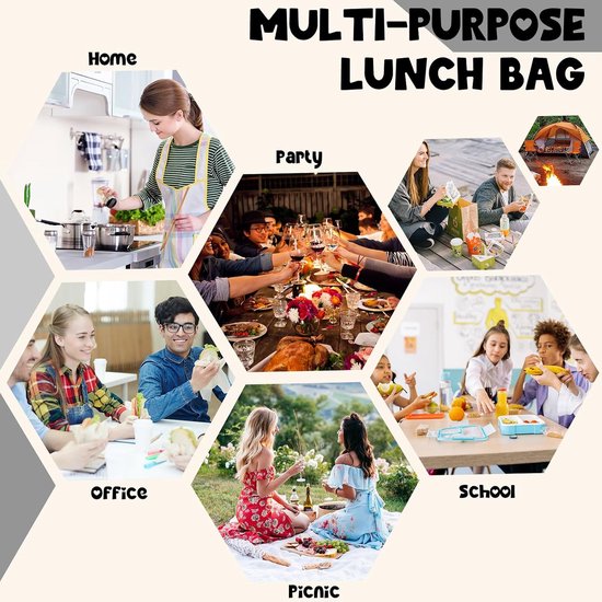 Koeltas - Koeltasje klein - Koeltasje lunch - Geïsoleerde Koeltas - lunchtas dames - Leuke Corduroy Lunch Tote - Herbruikbare Geïsoleerde Lunchbox - Voor Mannen en Vrouwen - Grote Capaciteit - Ideaal voor Werk, Picknicks of Reizen(zwart) van Merkloos — afbeelding 3