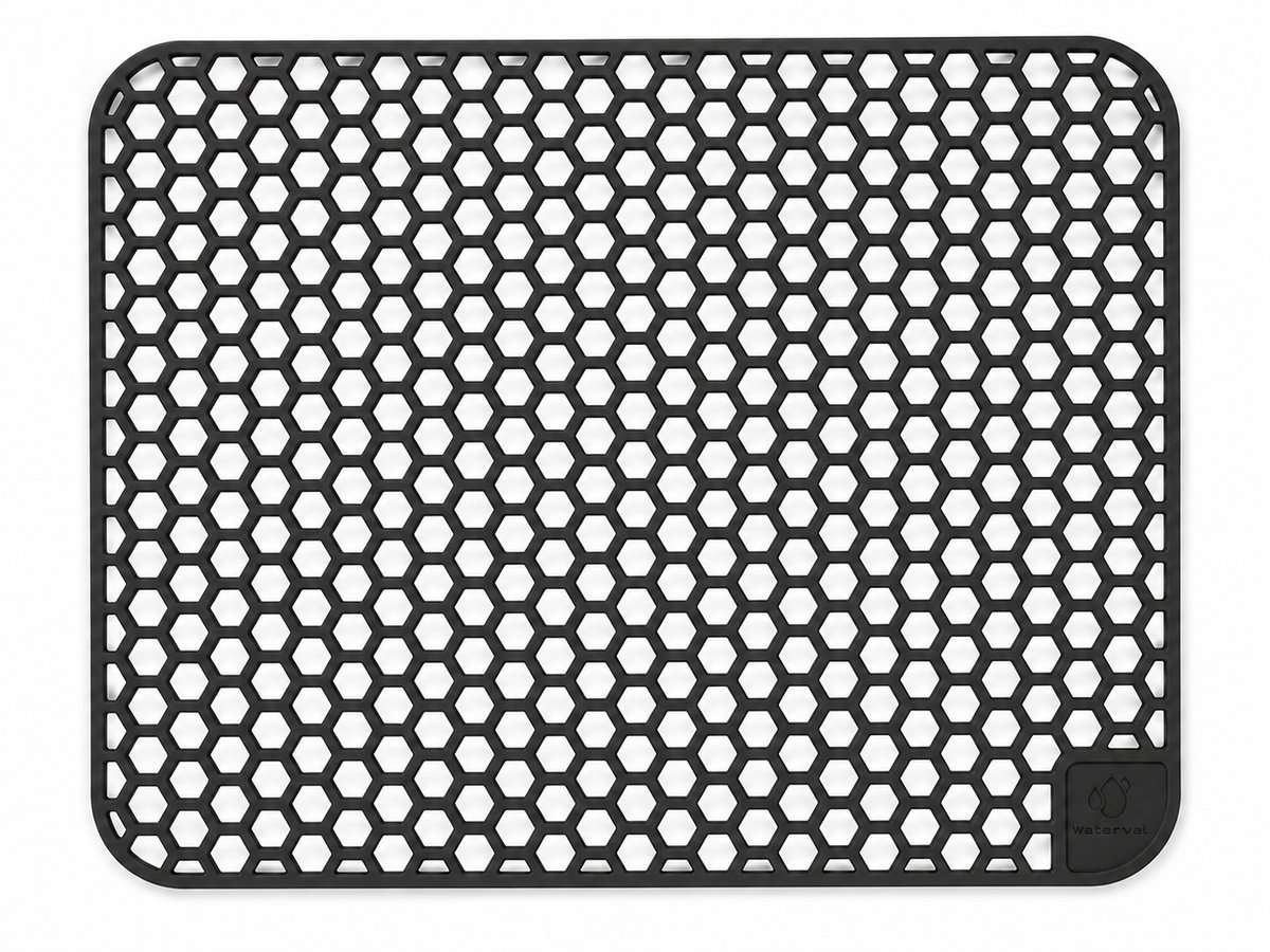 Waterval Gootsteenmat - Siliconen - Zwart - 36 x 46 cm - Rechthoekig