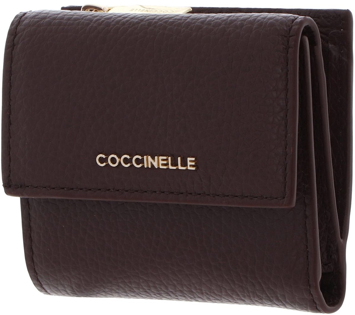 COCCINELLE Leren portemonnee Metallic Soft Wallet Grained Leather Berry donkerpaars