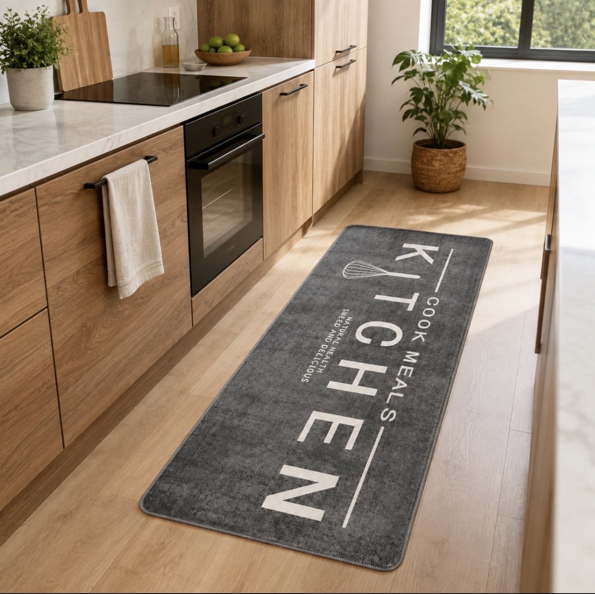 La Sheba Keukenloper Kitchen - Grijs - 80x200 cm - Vloerkleden - Keuken Tapijt - Keukenmat - Loper Tapijt - Loper Vloerkleed