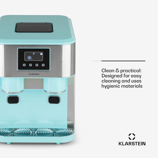 Klarstein ijsblokjesmachine klein, 1,8L ijsblokjesmaker, ijsblokjesmachine voor Crushed en Bullet ijs, snelle Mini ijsblokjesmachine, reiniging, ijsblokjesmaker voor 15kg/24h - IJsmachine - 120 cm - voor Bar voor Thuis - Touch Crushed Ice — afbeelding 2