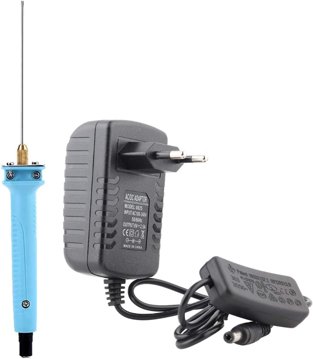 QUOVO® Draagbare Elektrische Piepschuimsnijder - Piepschuim Snijden - Polystyreen - Styroporsnijder - Thermocut - RVS - 110-240V - Blauw - 15cm x 8cm x 3cm