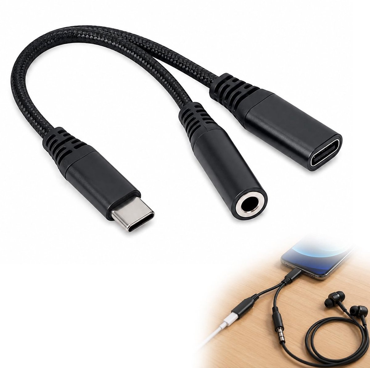 Solidchoice - USB C naar 3,5mm Jack Adapter met Snelladen