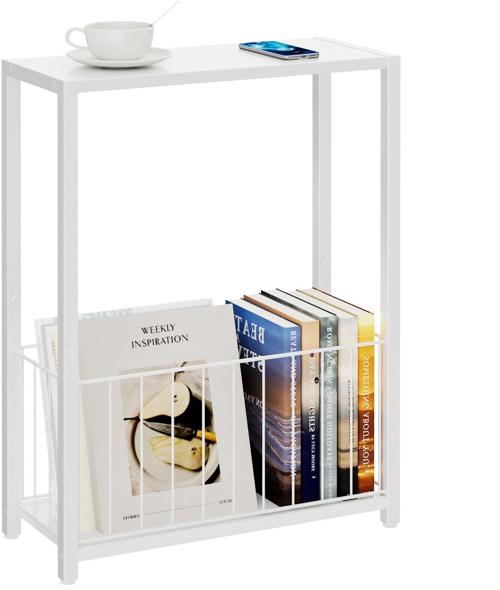 Solidchoice - Smalle Bijzettafel met Tijdschrifthouder