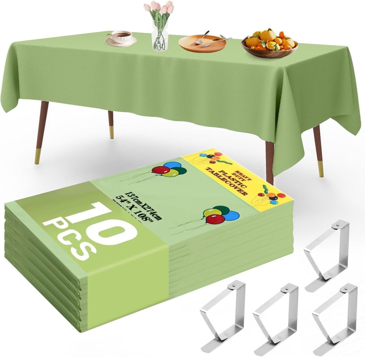 Solidchoice - Set van 4 Waterdichte Wegwerptafelkleden Groen