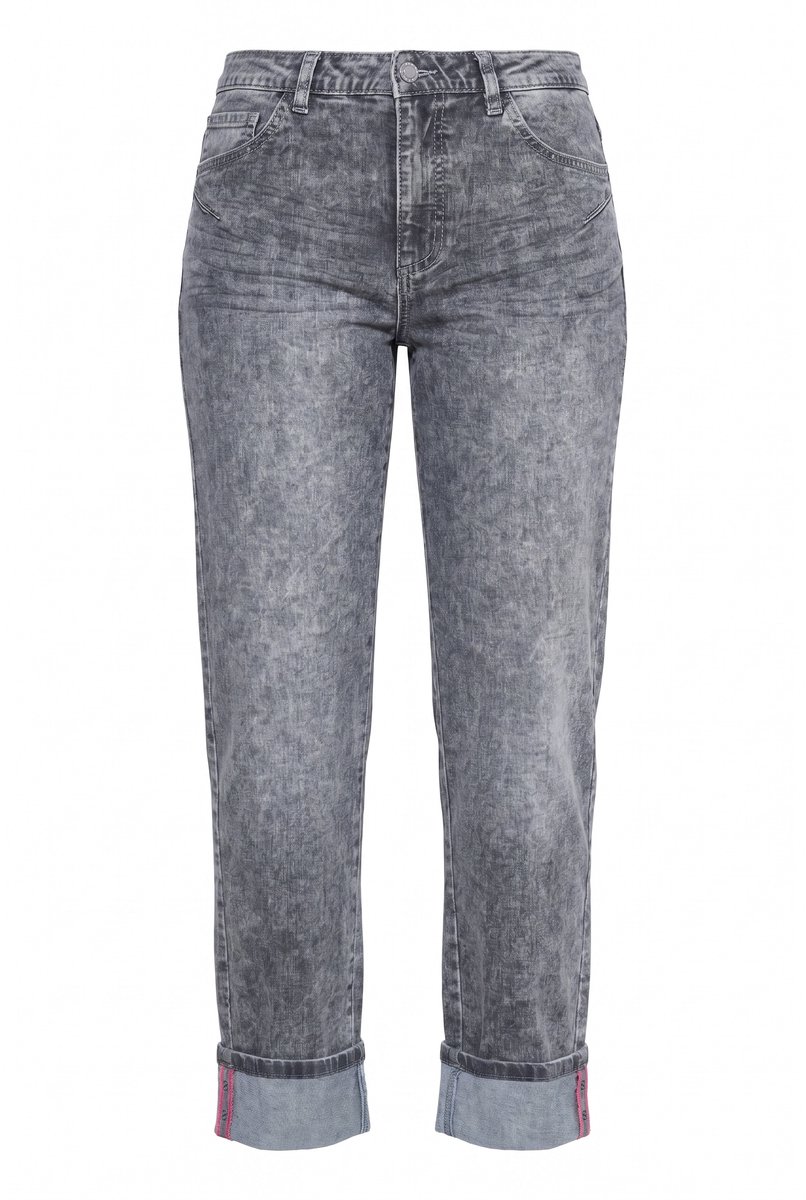 Laurasøn - Dames - Jeans met wijde pijpen omgeslagen zoom - Grijs denim - Maat 42