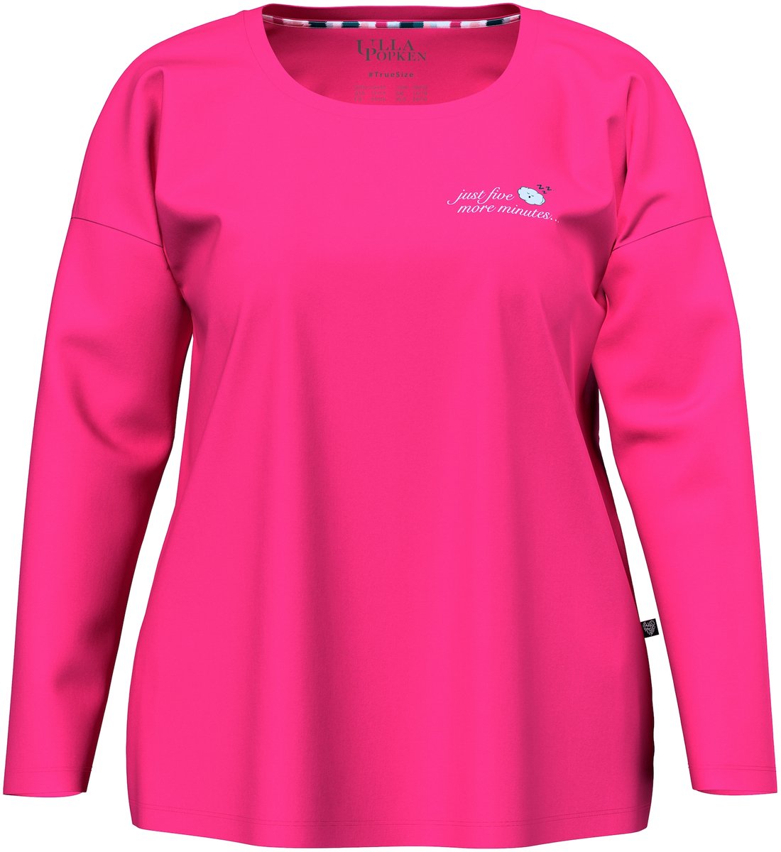 Ulla Popken - Dames - Pyjamashirt Book Lover ronde hals lange mouwen - Roze - Maat 62+