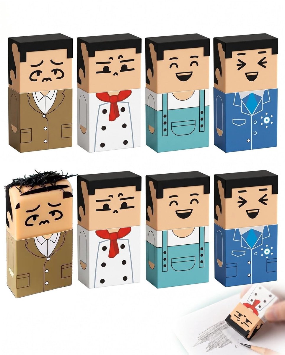 Solidchoice - Gom voor Kinderen, 8 Stuks met Grappige Minifiguren