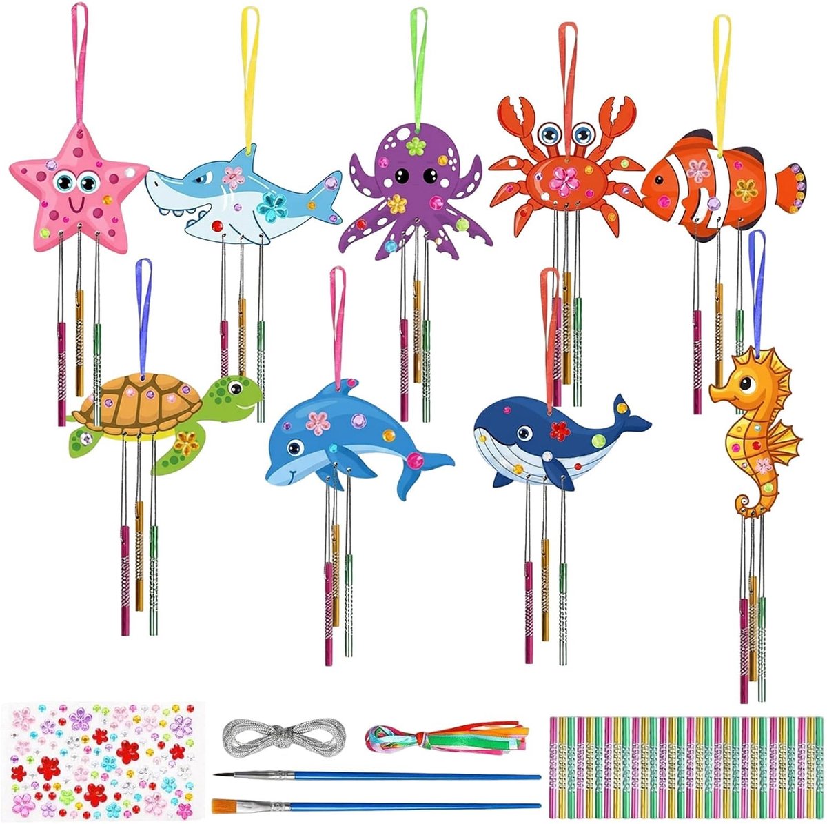 Solidchoice - DIY Windgong Knutselset voor Kinderen met Bloemenstickers