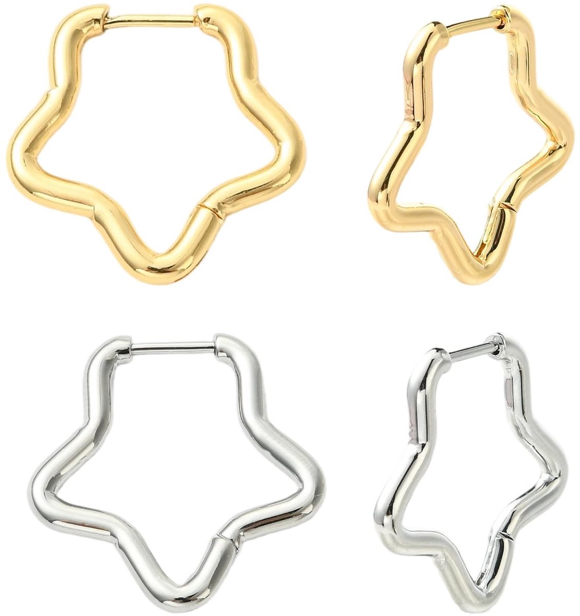 Solidchoice - Set van 4 Kleine Hoepeloorbellen van Roestvrij Staal