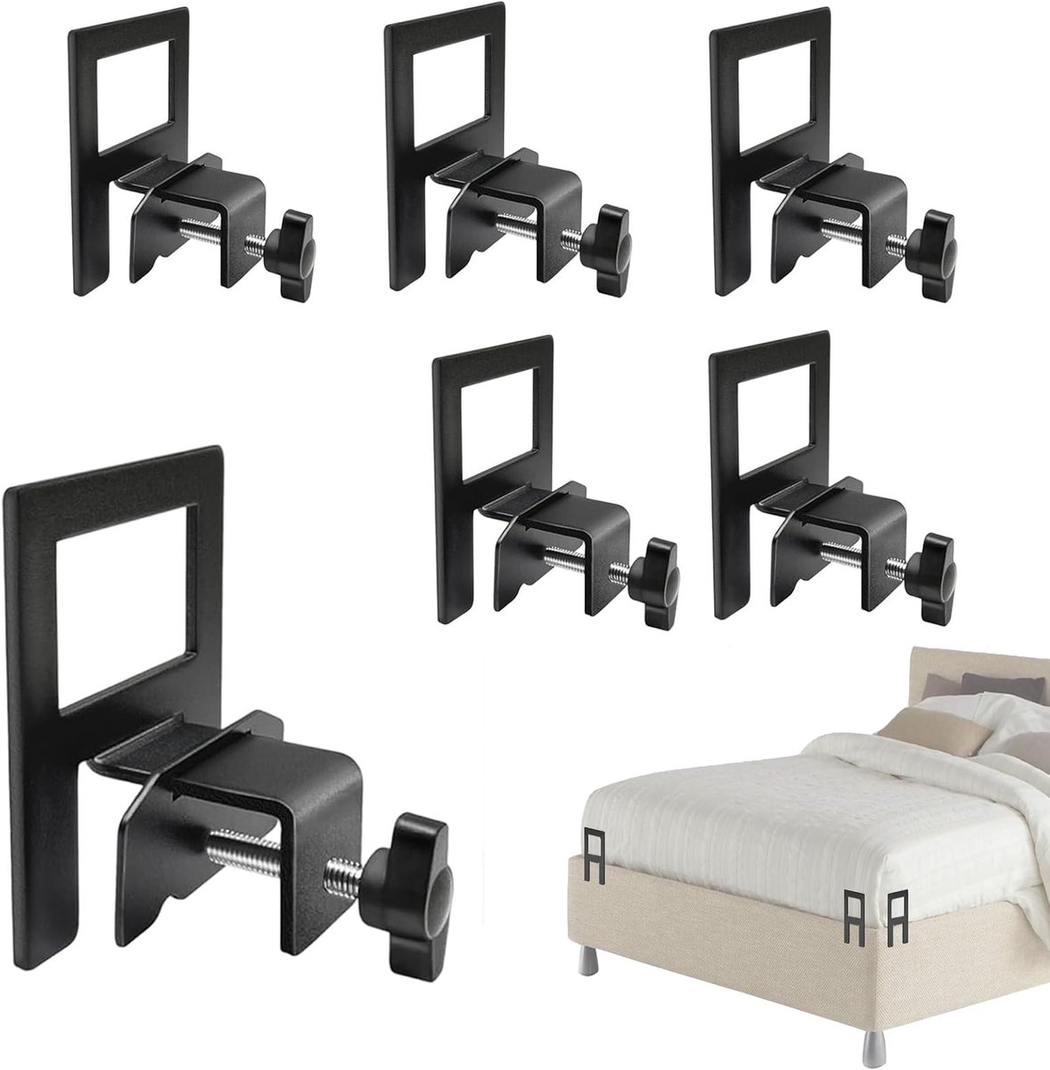 Matrasverschuivingsstopper - Matrashouder Voor Metalen Bedframe - 6-Delige Matrashouder - Antislip Matrashoezen