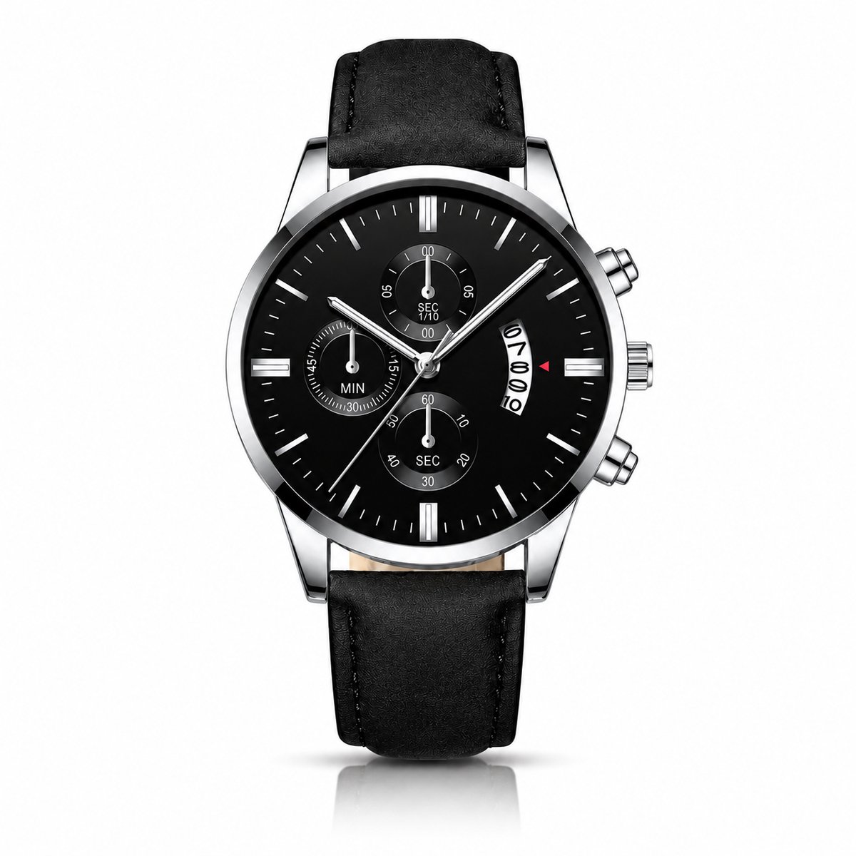 LGT JWLS Camden Zwart Zilverkleurig Herenhorloge met Zilverkleurige Kast