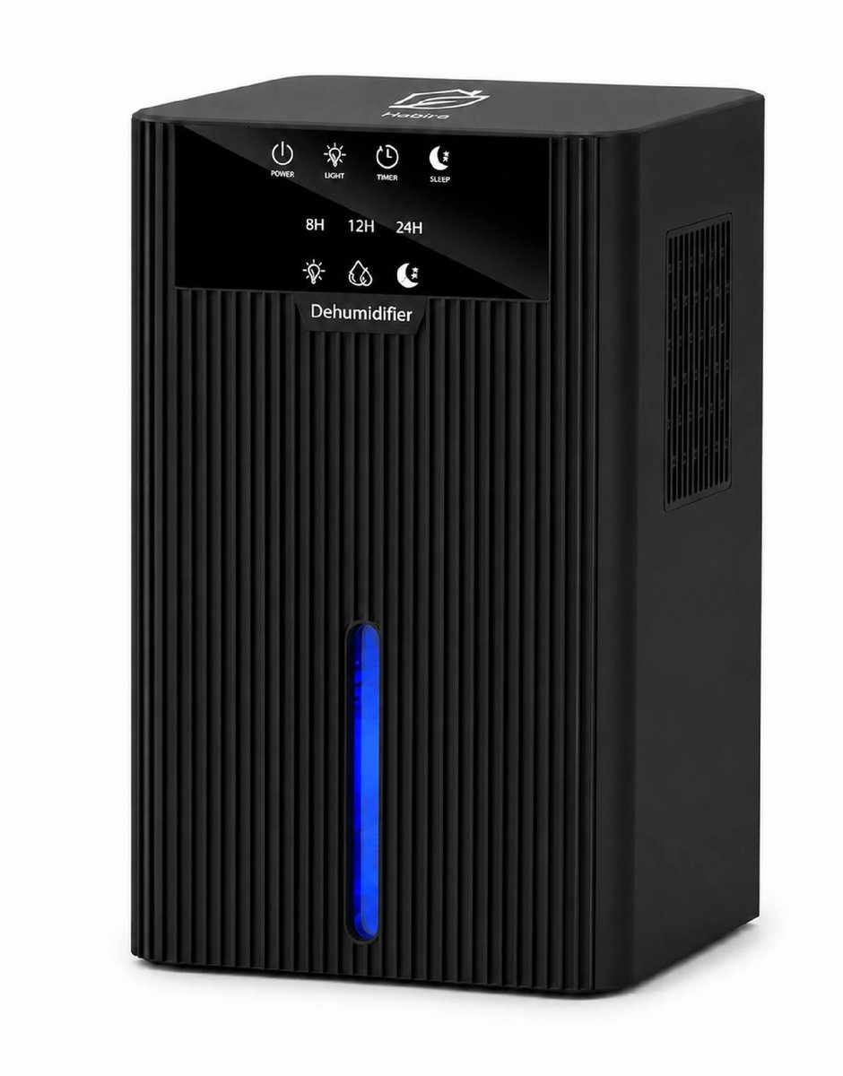 Habira® Luchtontvochtiger - Ontvochtigt tot 450 ml per dag - Fluisterstil - 2200 ml Watertank - Geschikt voor Slaapkamer, Badkamer & Woonkamer - Vochtvreter - Dehumidifier