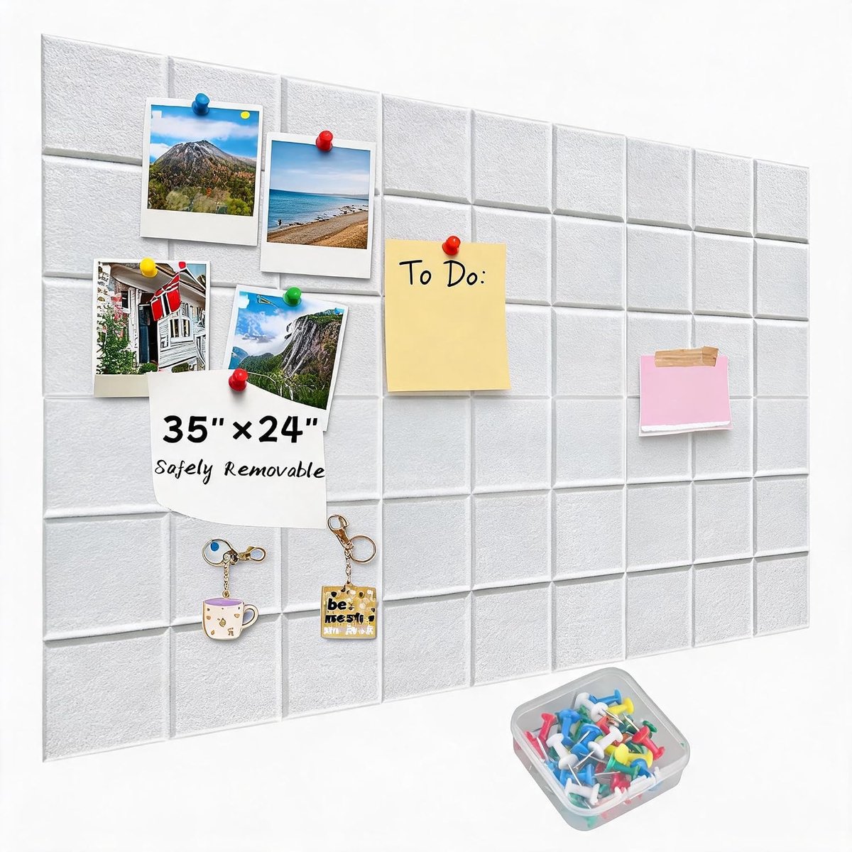 Grote Vilten Prikbordtegels 30*30cm - Set Van 6 Modulaire Prikborden - Alternatief Voor Een Kurkbord - Zelfklevend Prikbord