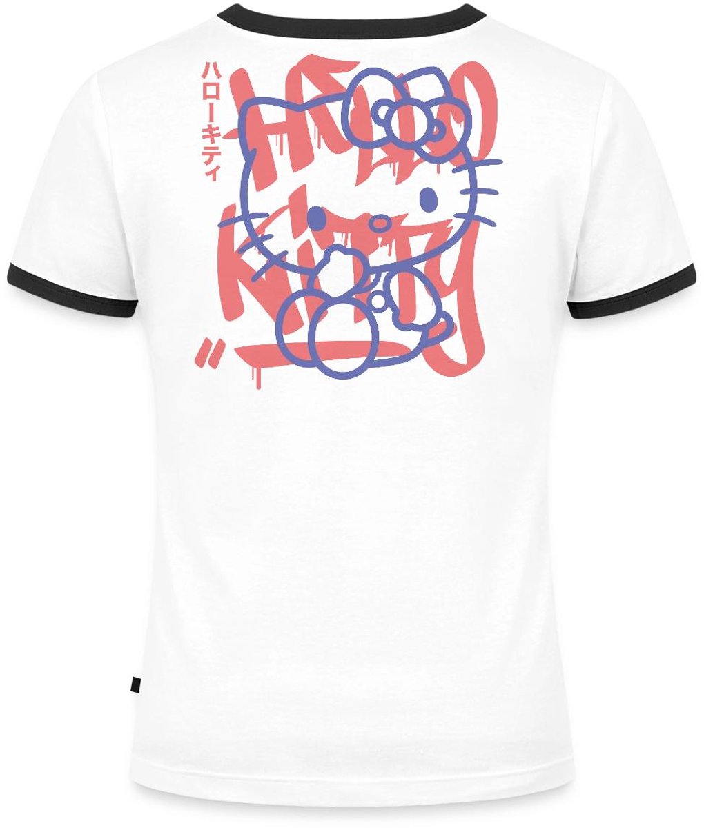 Hello Kitty Met Graffiti-Stijl Lettertype Vrouwen Contrast Shirt