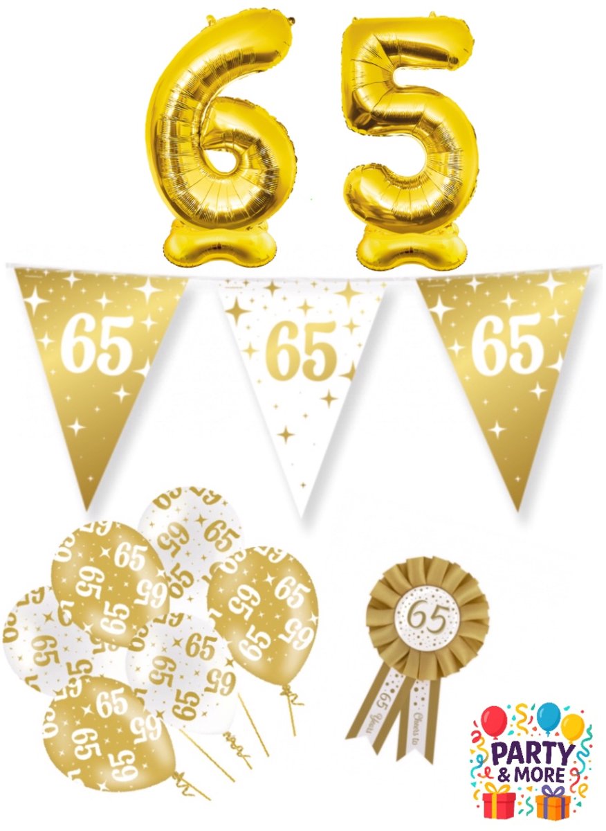 Party & More - 65 jaar - Luxe Gouden Feestdecoratie Set – Compleet Pakket – versiering - verjaardag