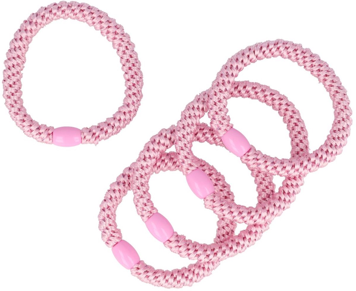 Haarsoires Haarelastieken Basic - Hair Tie - Roze - Set van 5 - Eenvoudige Haar Elastieken voor Dagelijks Gebruik