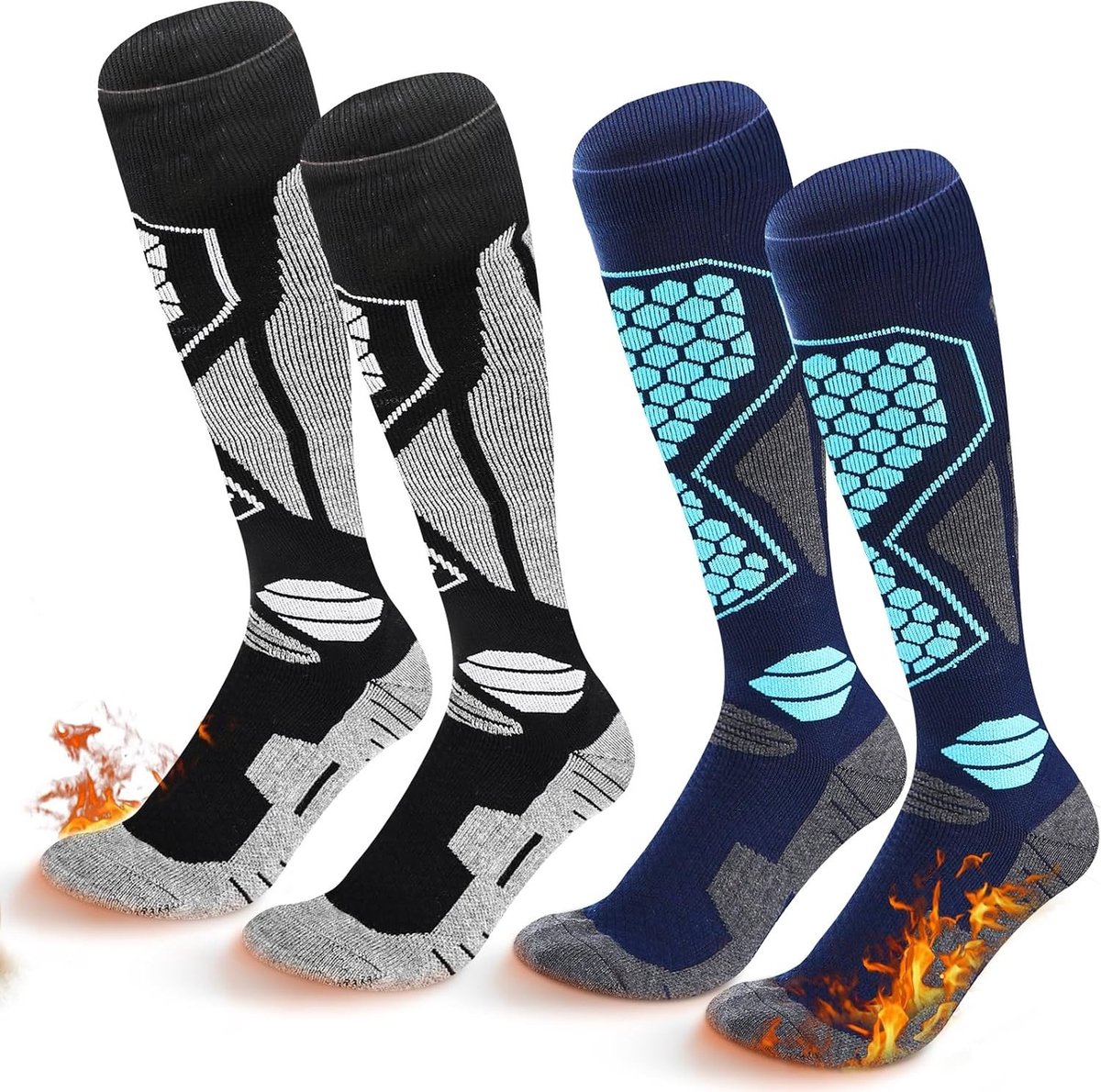 Verwarmde sokken – 2 Paar Gepolsterde Thermosokken voor Ski en Snowboard Unisex