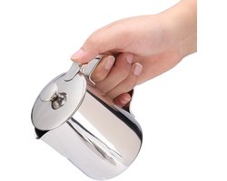 Stainless Steel Melkschuimer met Deksel en Tuit voor Cappuccino, Latte en Koffie Kunst (600ml)