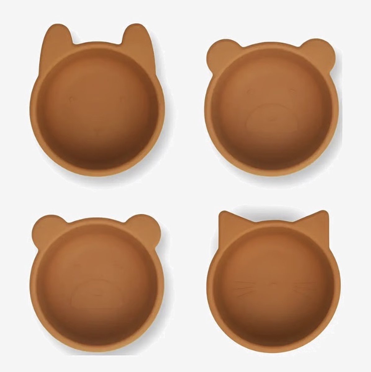 Liewood set van 4 siliconen kommetjes - silicone bowl - Mustard