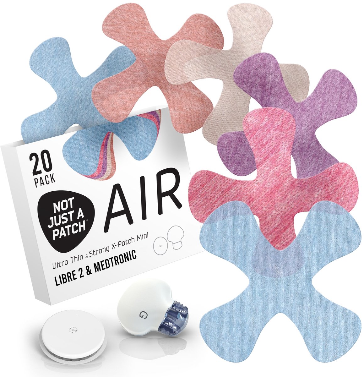 Not Just a Patch Air X - Mulitcolour - Sensorpleisters - Dexcom G7 en Libre - 20 stuks