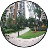 Bolle veiligheidsspiegel – 30 cm diameter – Verkeersobservatiespiegel – Breedbeeldspiegel voor binnen – Geschikt voor in- en uitgangen, industrieterreinen, parkeerterreinen of magazijnen – Helder en veilig zichtveld – Inclusief montagebeugel – Zwart