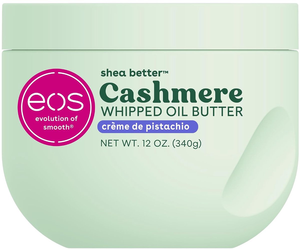 eos Cashmere Whipped Oil Body Butter – 72 Uur Hydratatie voor Droge Huid – 340 g – Crème de Pistachio
