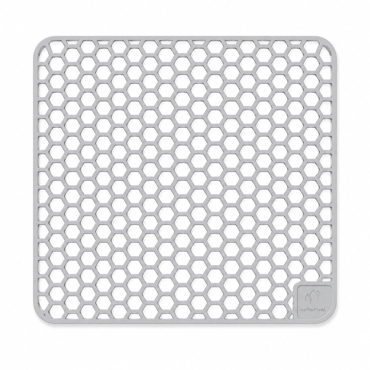 Waterval Gootsteenmat - Siliconen - Zilvergrijs - 34,5 x 34,5 cm - Vierkant