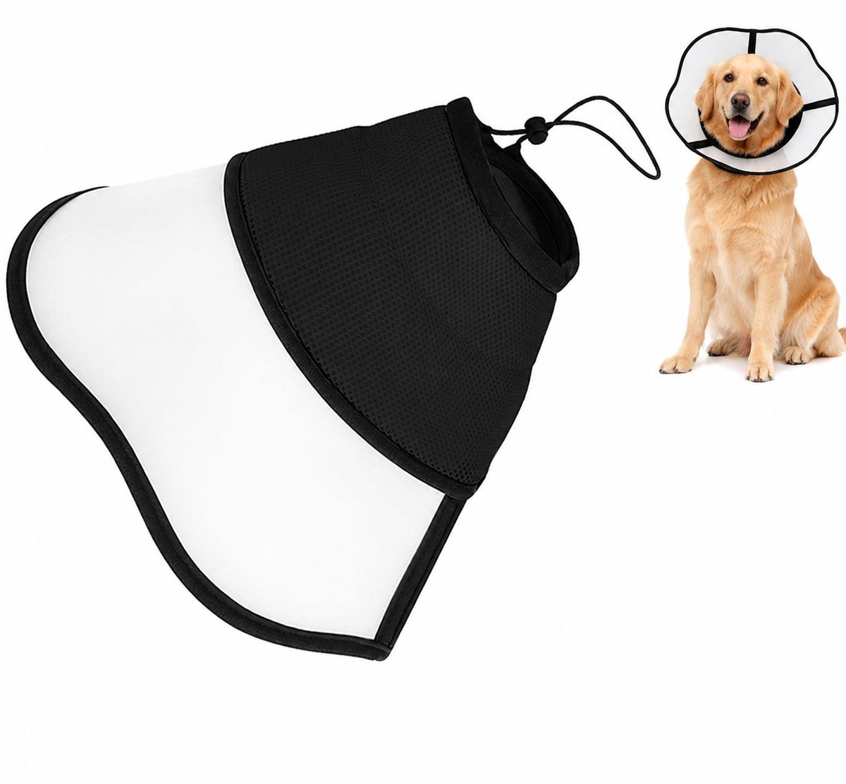 Bobypet - Hondenkraag - beschermkraag maat L 38-47 cm - verstelbare hondenkap tegen likken en bijten - zwart