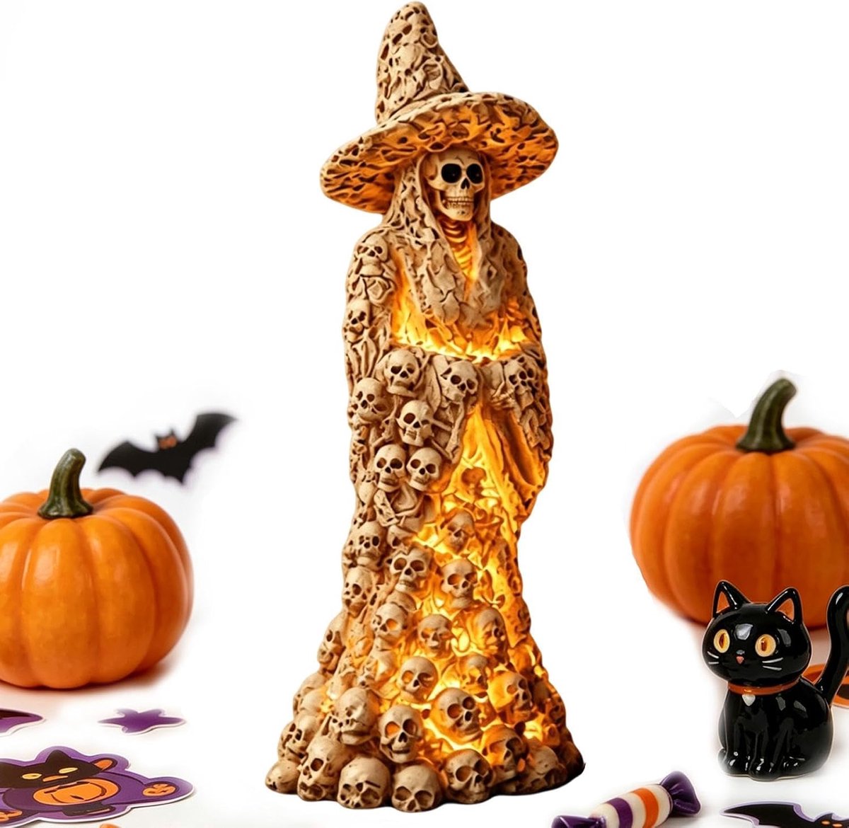 Via USB gevoed griezelig LED-nachtlampje van hars in Halloween-stijl