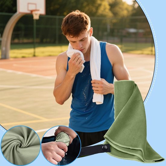 Microvezel Handdoek - Reishanddoek Sportbadlaken - Snel Drogen - Ultra Absorberend - 40x80 cm - Groen — afbeelding 2